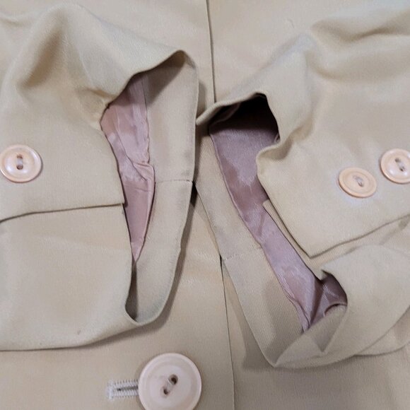 VTG Kasper & Company Yellow 100% Silk Buttoned Lined Notch Suit Jacket 12 - Picture 7 of 16